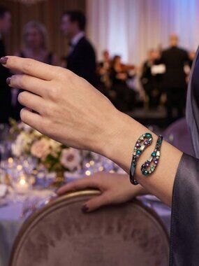 New Carolee - multi-shaped stones / multi-color bypass bangle bracelet